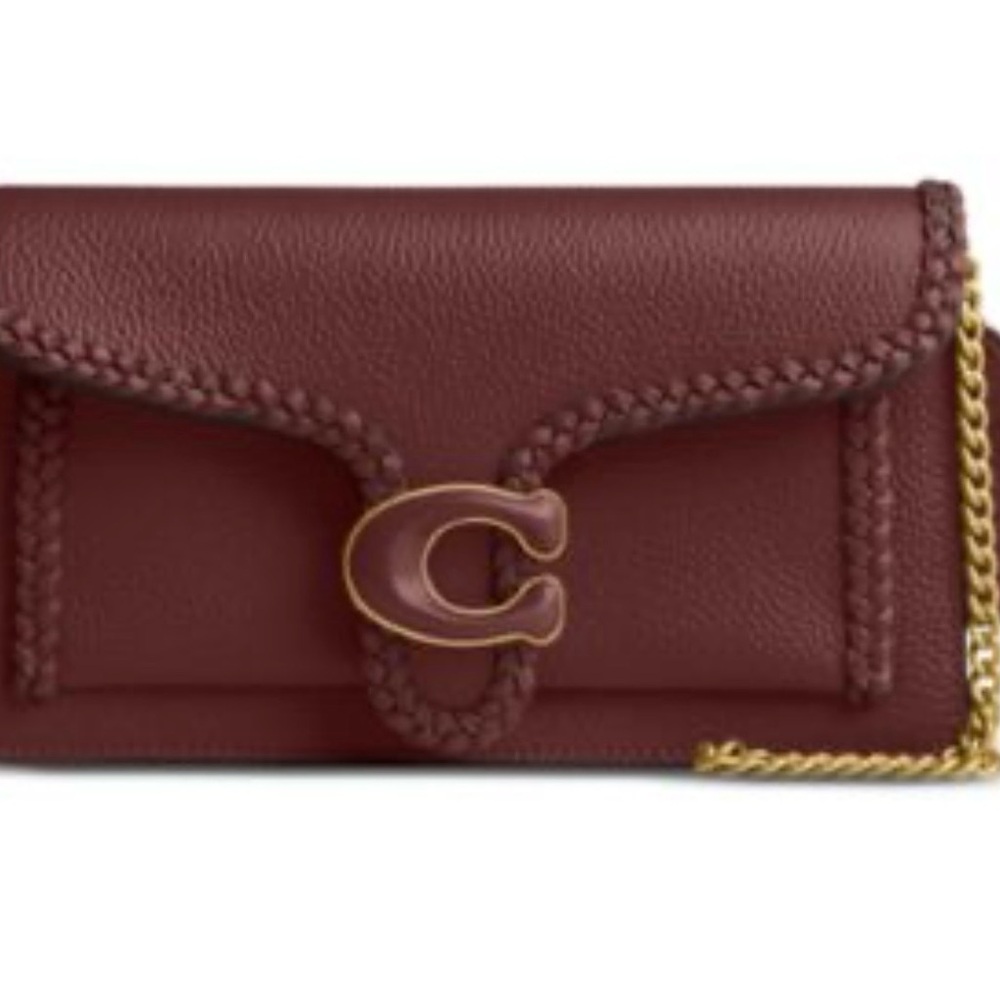 Coach Maroon Leather Clutch with Chain